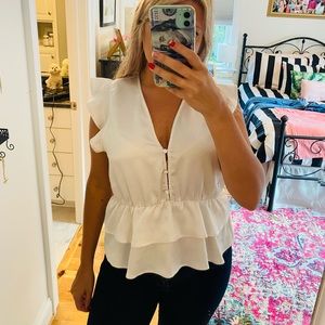 Adorable Ruffle Button Down Blouse